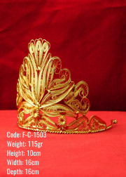 Bakır Telkari El Emeği Orijinal Altın Kaplama Taç - F-C-1503