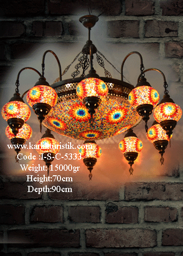 10 Kollu Ortası Plafonyer Metal Sıvama No2 Mozaik Set Avize - I-S-C-5333