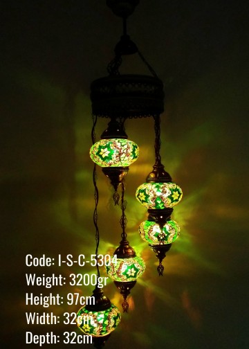 5 li Helezon Metal Sıvama No2 Mozaik Set Avize - I-S-C-5304