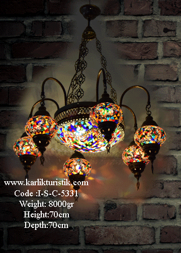 6 Kollu Ortası Plafonyer Metal Sıvama No2 Mozaik Set Avize - I-S-C-5331