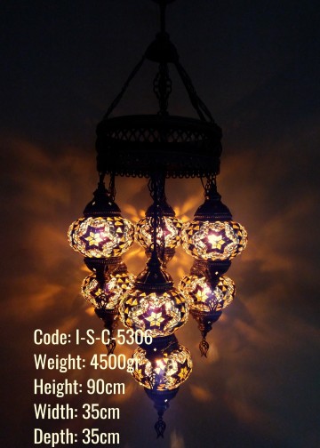 7 li Karışık Model Sıvama No2 Mozaik Set Avize - I-S-C-5306