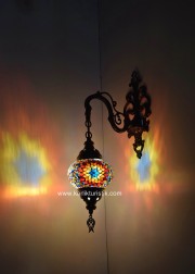 Mozaik Cam Otantik Aplik / Duvar Lambası No:2 Boy - I-S-W-5400