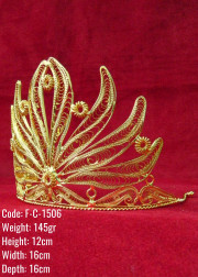 Bakır Telkari El Emeği Orijinal Altın Kaplama Taç - F-C-1506