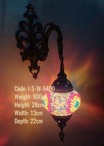 Mozaik Cam Otantik Aplik / Duvar Lambası No:2 Boy - I-S-W-5400