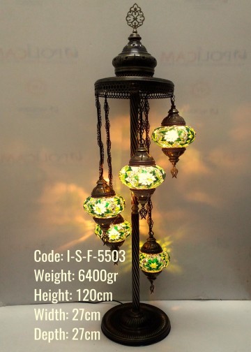 Mozaik 5 li Ayaklı Lambader No2 Mozaik Cam - I-S-F-5503