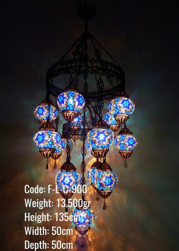 Mozaik Telkari 15 li 2 Katlı Set Avize - F-L-C-900