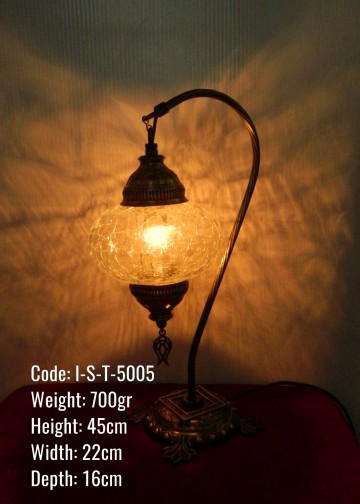 Osmanlı Metal Sıvama No3 Cam Deve Boynu Olta Abajur- I-S-T-5005