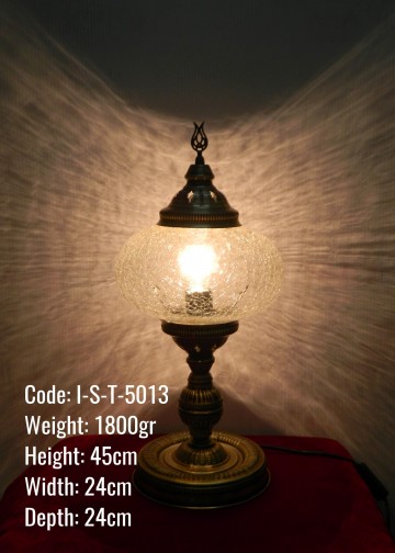 No5 Cam Osmanlı Metal Sıvama Masa Lambası Abajur - I-S-T-5013