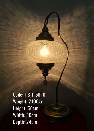 No5 Osmanlı Cam Metal Sıvama Deve Boynu Olta Abajur- I-S-T-5010