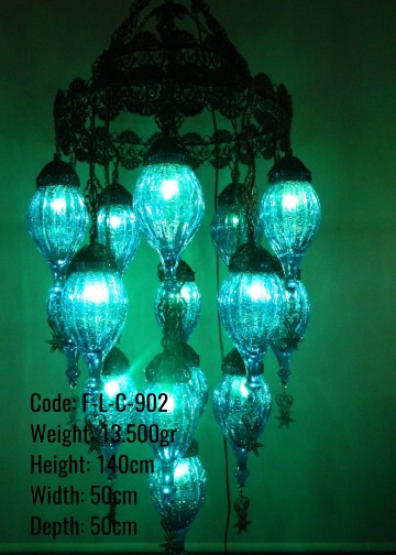 Osmanlı Telkari 15 li 2 Katlı Çekme Set Avize - F-L-C-902