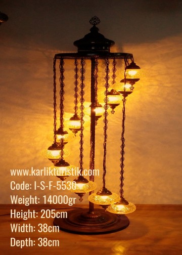 Osmanli Lambader 11 li No:3 Cam Otantik Ayaklı Lambader - I-S-F-5530
