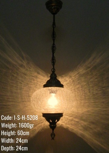 No5 Cam Metal Sıvama Osmanlı Askılı Lamba - I-S-H-5208