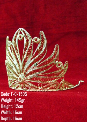Bakır Telkari El Emeği Orijinal Gümüş Kaplama Taç - F-C-1505